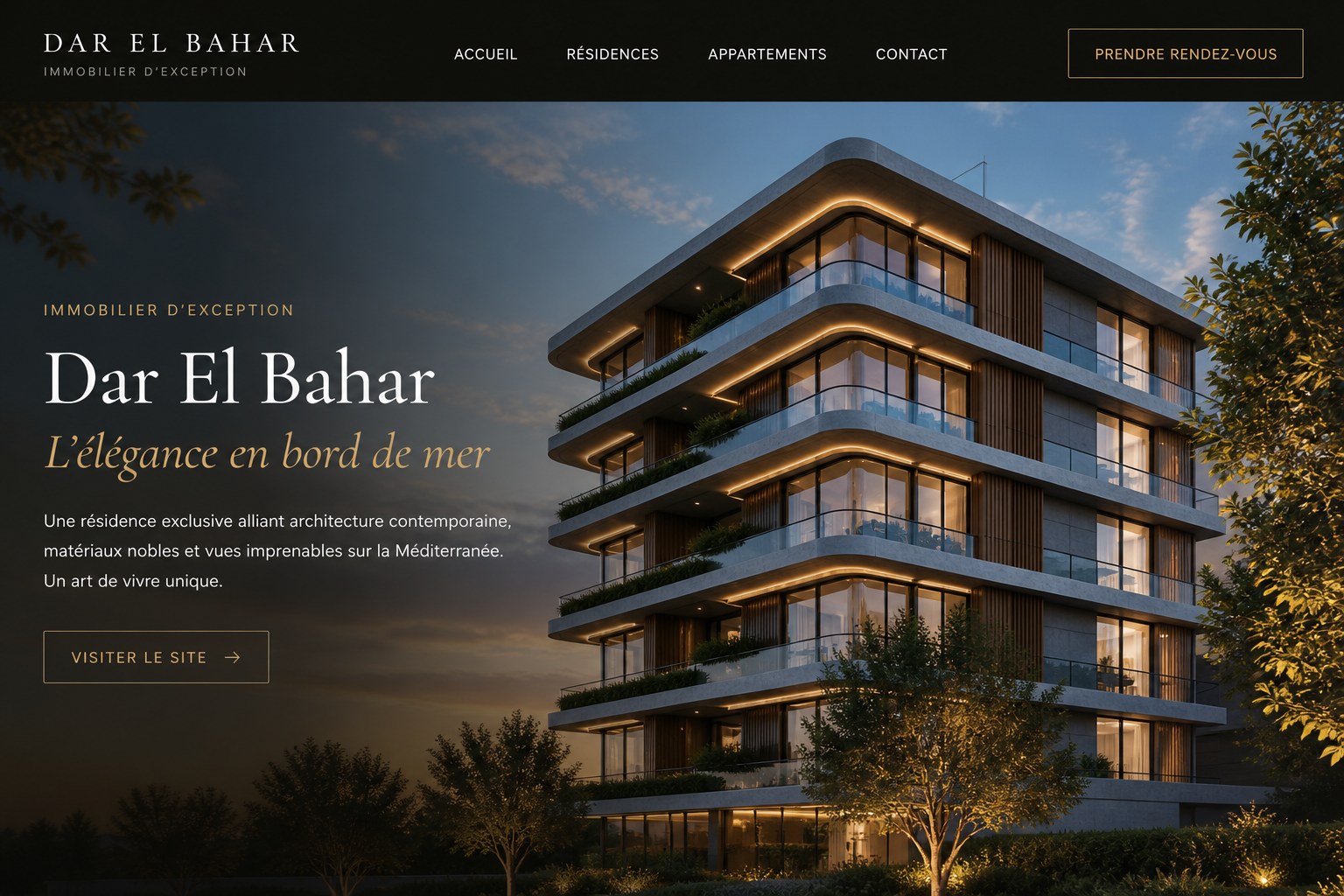Dar El Bahar - Luxury Real Estate Website Design by KARA Studio Algeria